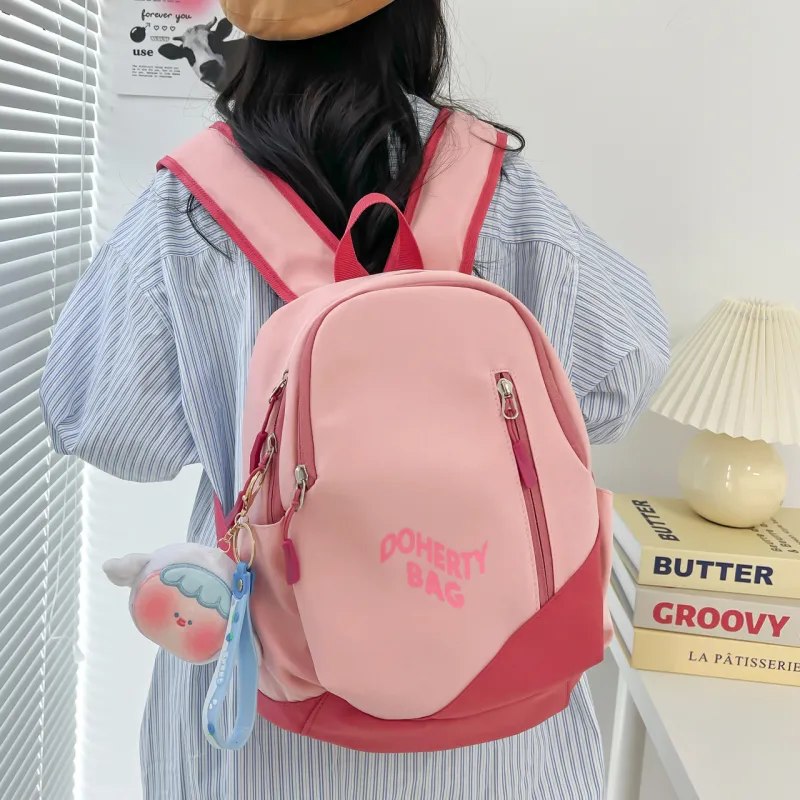 Cwatcun Canvas Backpack Regular Unisex Black/Pink/Red/White/Gray/Blue/Gray/White-11