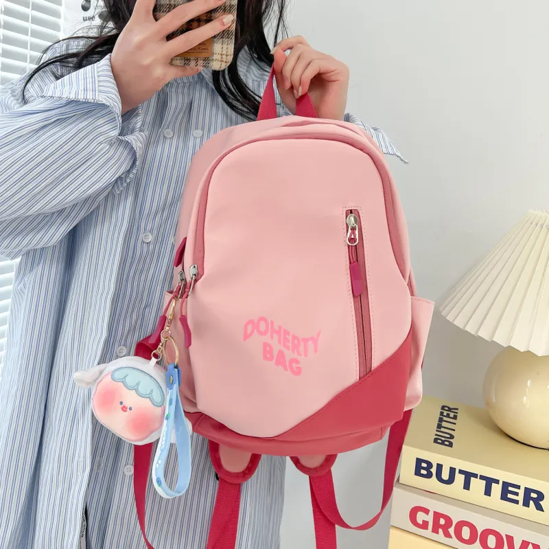 Cwatcun Canvas Backpack Regular Unisex Black/Pink/Red/White/Gray/Blue/Gray/White-14