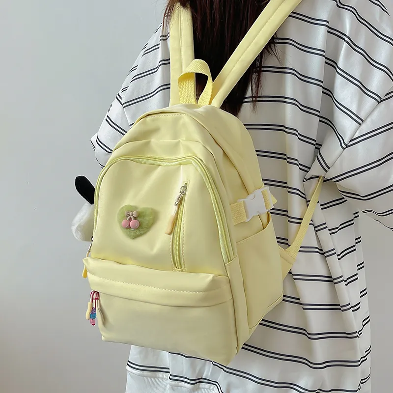 Cwatcun Nylon Backpack Women's Ecru/Black/Pink/Light Yellow/Light Green-18