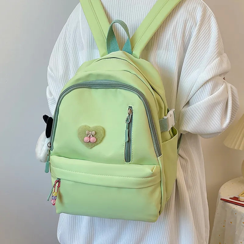 Cwatcun Nylon Backpack Women's Ecru/Black/Pink/Light Yellow/Light Green-27