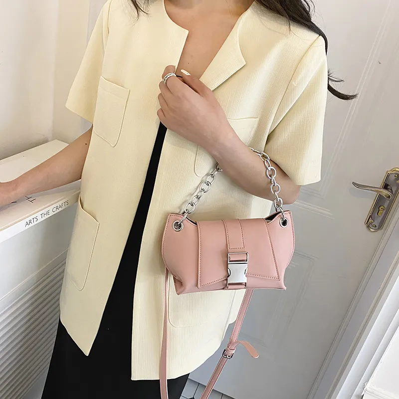 Cwatcun PU Shoulder Bag Women's White/Pink/Coffee/Black-7