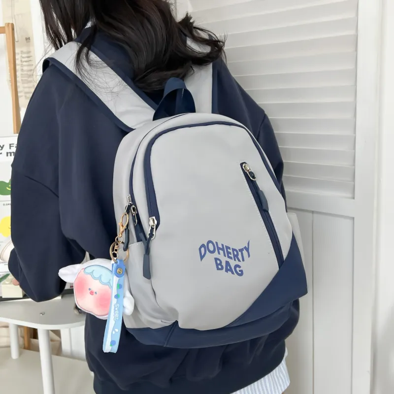 Cwatcun Canvas Backpack Regular Unisex Black/Pink/Red/White/Gray/Blue/Gray/White-23