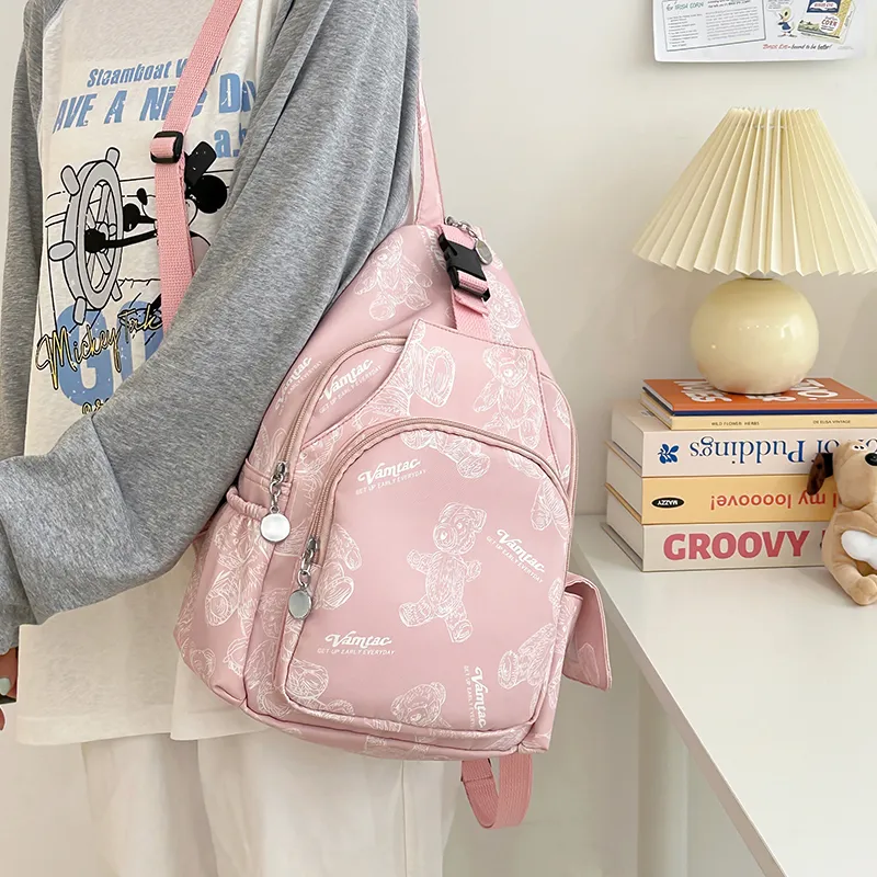 Cwatcun Nylon Backpack Unisex White/Green/Purple/Pink-19