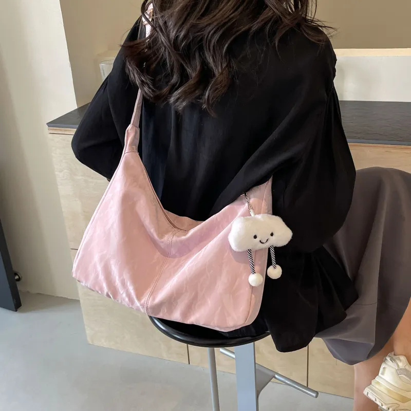 Cwatcun PU Bucket Bag, Shoulder Bag, Crossbody Bag Women's Black/Ecru/Silver/Pink-19