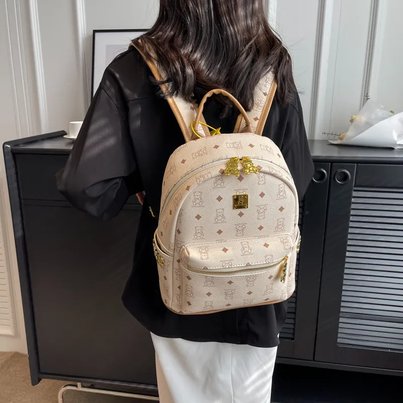 Cwatcun PU Backpack Regular Women's Brown/Pink/Ecru/Black-13