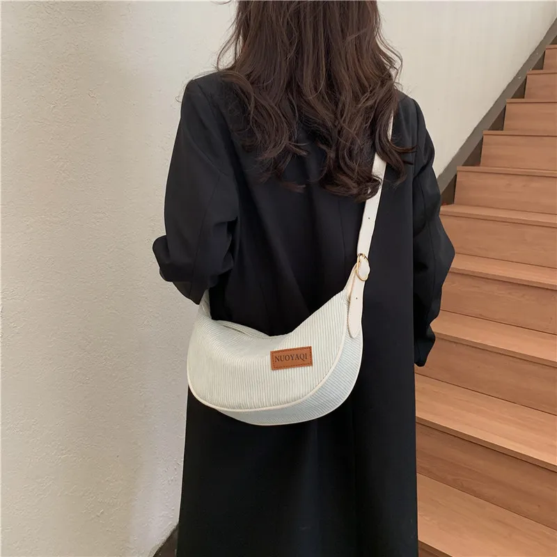 Cwatcun Corduroy Shoulder Bag Regular Women's Black/White/Brown-10