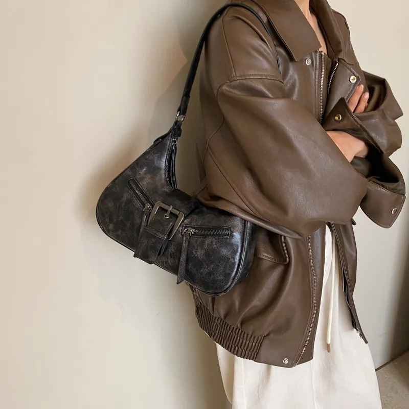 Rainbow Girl PU Shoulder Bag Women's Black/Coffee/Brown-15