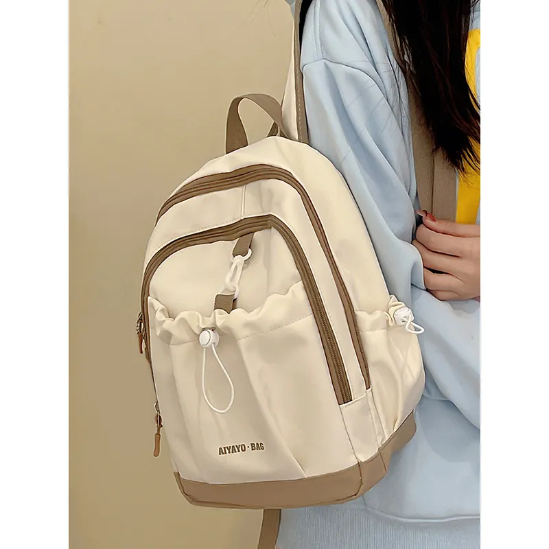 Cwatcun Nylon Backpack Unisex Pink/Blue/Black/Beige/Green-1