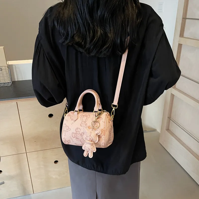 Cwatcun PU Shoulder Bag Crossbody Bag Handbag Women's Ecru/Brown/Pink/Black-17