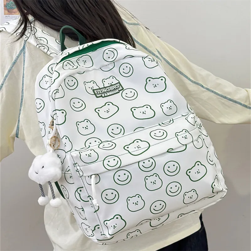 Rainbow Girl Nylon Backpack Regular Unisex Blue/Green/Yellow/Black-6