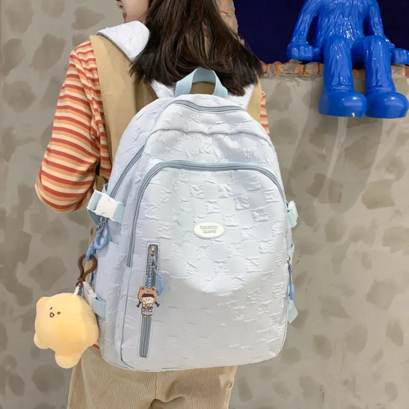 Cwatcun Nylon Backpack Women's Black/White/Blue/Khaki/Pink-10