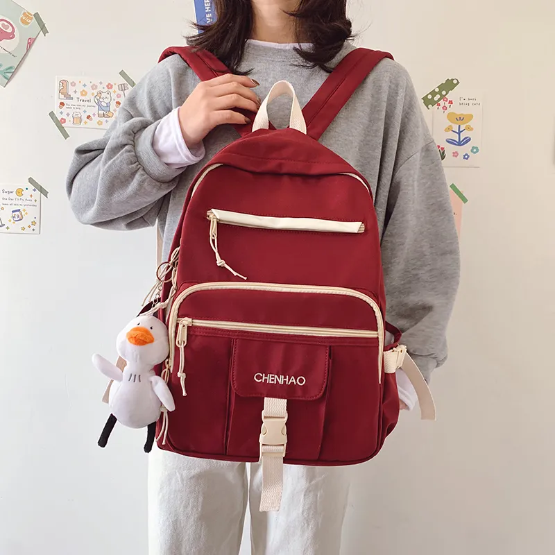 Cwatcun Nylon Backpack Unisex White/Red/Black/Blue-6
