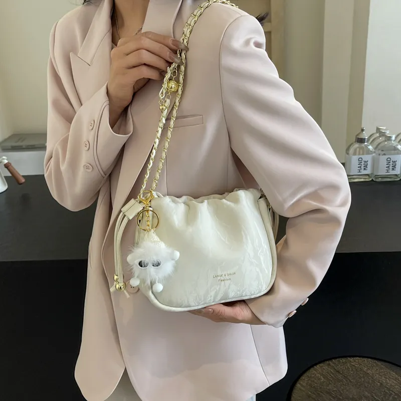 Cwatcun PU Shoulder Bag Regular Women's Pink/Black/Ecru/Green-19