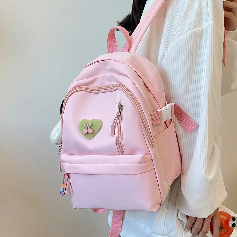Cwatcun Nylon Backpack Women's Ecru/Black/Pink/Light Yellow/Light Green-12