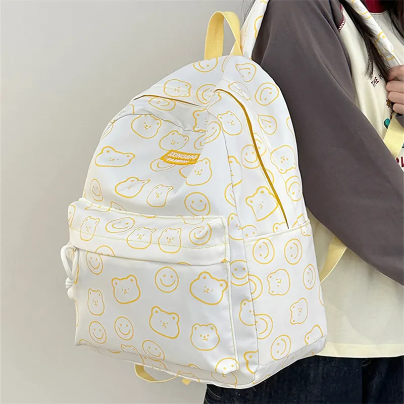 Rainbow Girl Nylon Backpack Regular Unisex Blue/Green/Yellow/Black-12