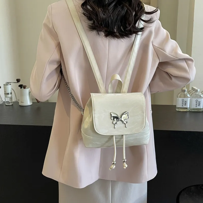 Cwatcun PU Handbag Backpack Regular Women's Ecru/Silver/Green/Blue/Pink/Black-2