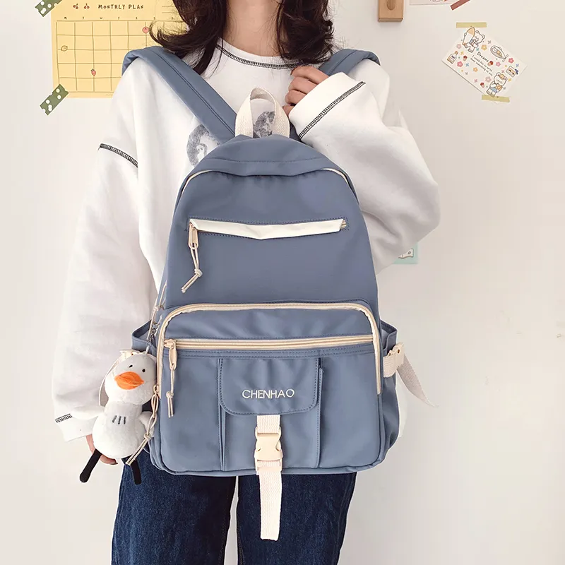 Cwatcun Nylon Backpack Unisex White/Red/Black/Blue-18