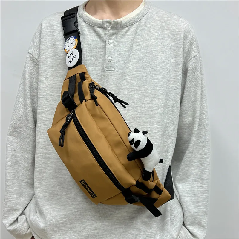 Cwatcun Nylon Sling Bag Regular Unisex White/Light Brown/Gray/Black-9