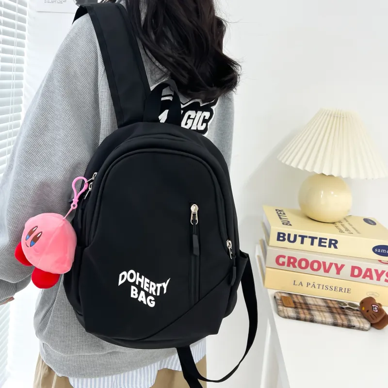 Cwatcun Canvas Backpack Regular Unisex Black/Pink/Red/White/Gray/Blue/Gray/White-18
