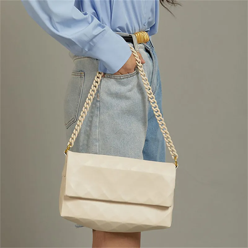 Rainbow Girl PU Shoulder Bag Small Square Bag Shoulder Bag Crossbody Bag Women's Black/Ecru-1