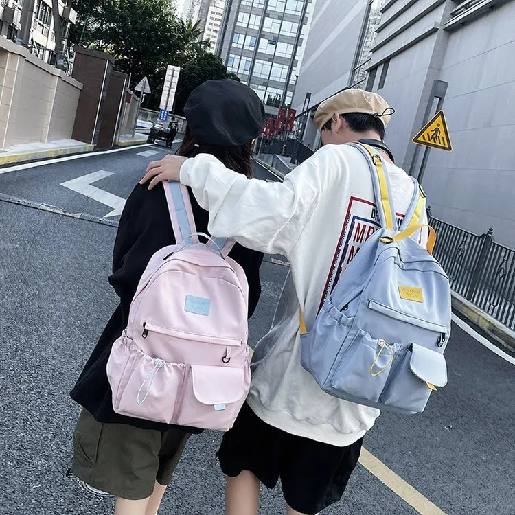 Cwatcun Nylon Backpack Regular Unisex Black/White/Pink/Blue-12