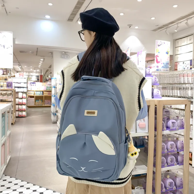 Cwatcun Nylon Backpack Unisex Blue/Pink/White/Black-5