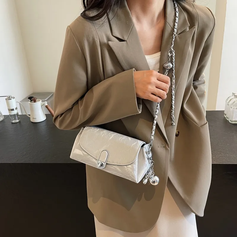 Cwatcun PU Crossbody Bag, Shoulder Bag Women's Silver/Ecru/Green/Black-2