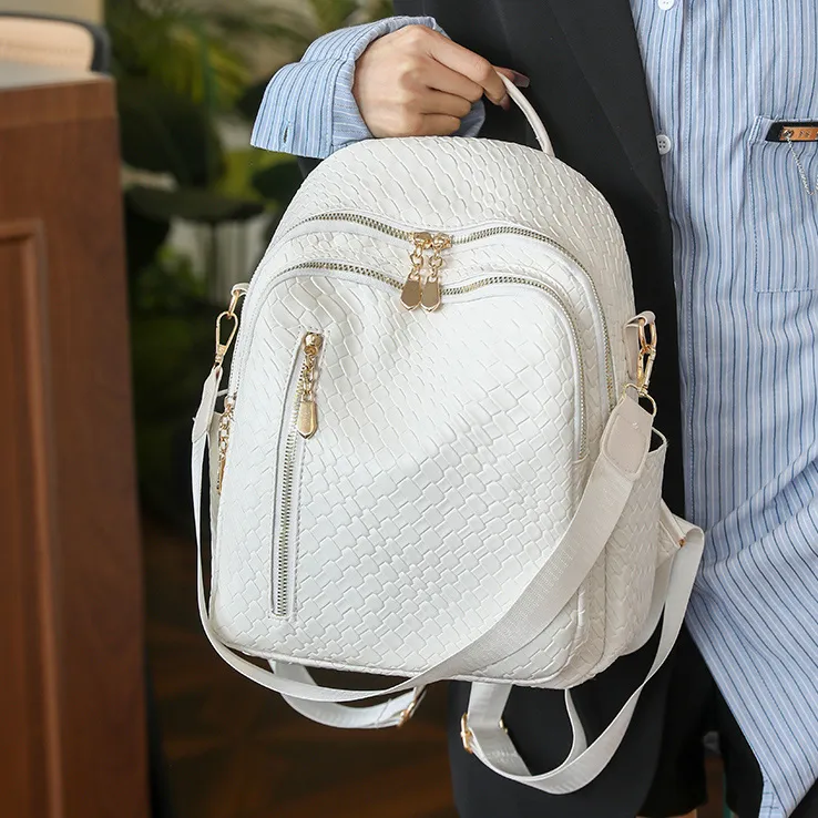 Cwatcun PU Backpack Regular Unisex Brown/Khaki/Black/White-11