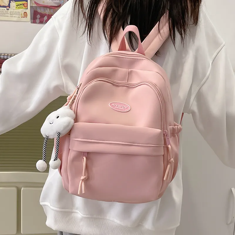 Cwatcun Nylon Backpack Regular Women's White/Pink/Black/Yellow/Green-6