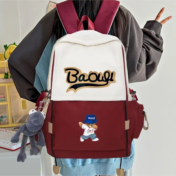 Cwatcun Nylon Backpack Regular Unisex Black/Burgundy/Orange/Green/Blue-4