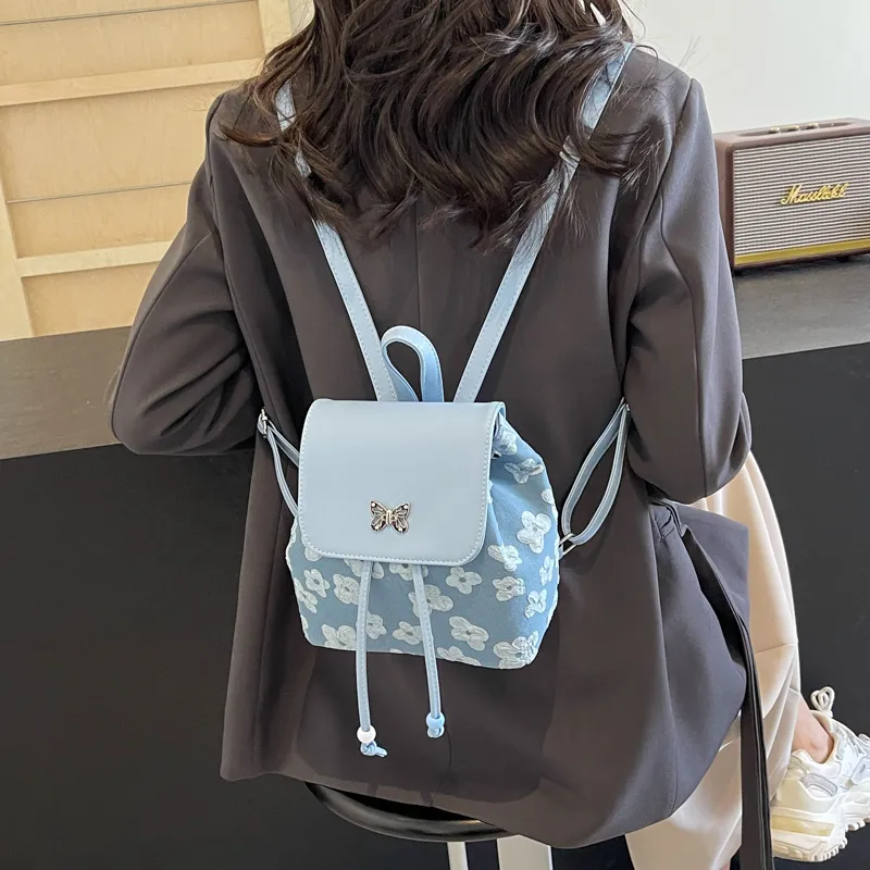 Cwatcun PU Backpack Regular Women's Ecru/Blue/Pink/Black-11