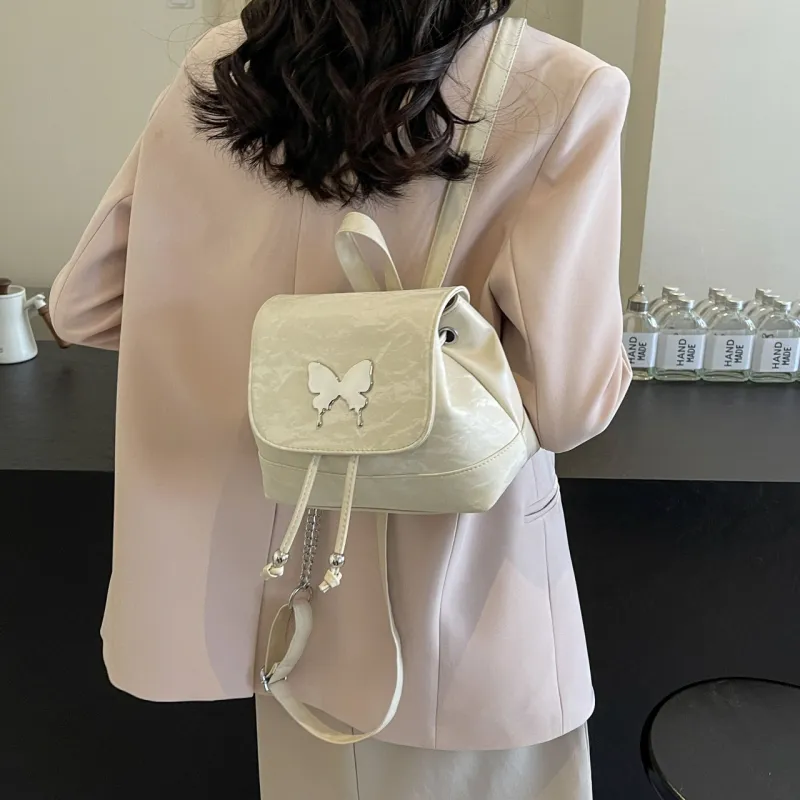 Cwatcun PU Handbag Backpack Regular Women's Ecru/Silver/Green/Blue/Pink/Black-6