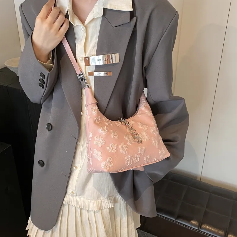 Cwatcun Oxford Crossbody One Shoulder Handbag Women's White/Pink/Black-11