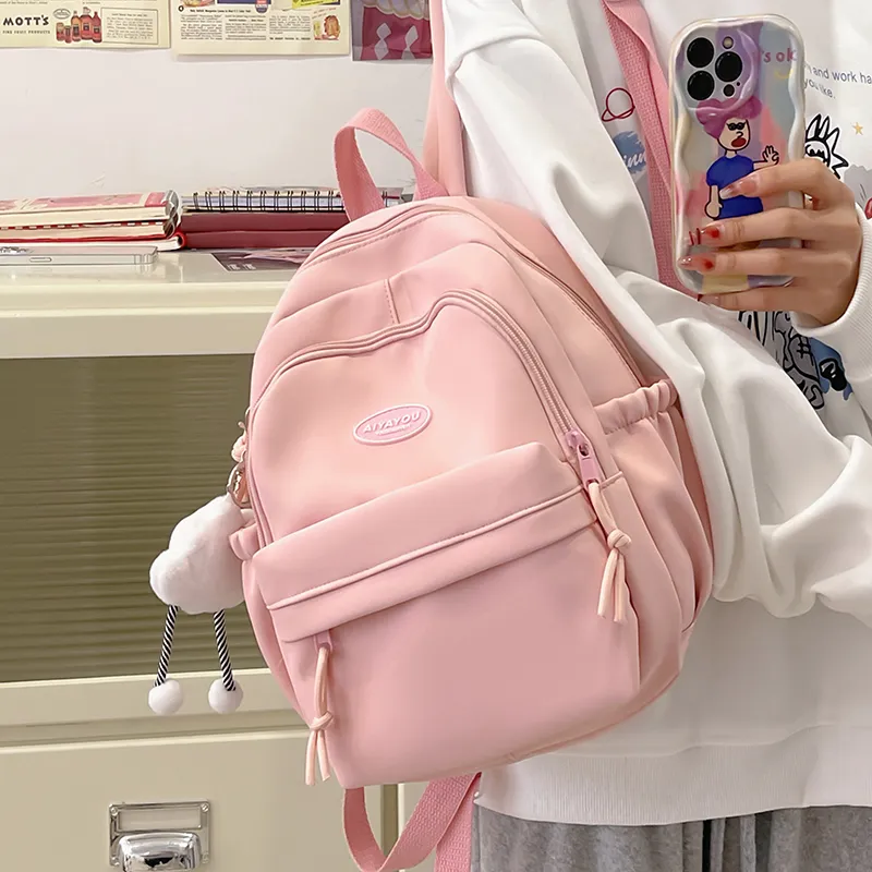 Cwatcun Nylon Backpack Regular Women's White/Pink/Black/Yellow/Green-7
