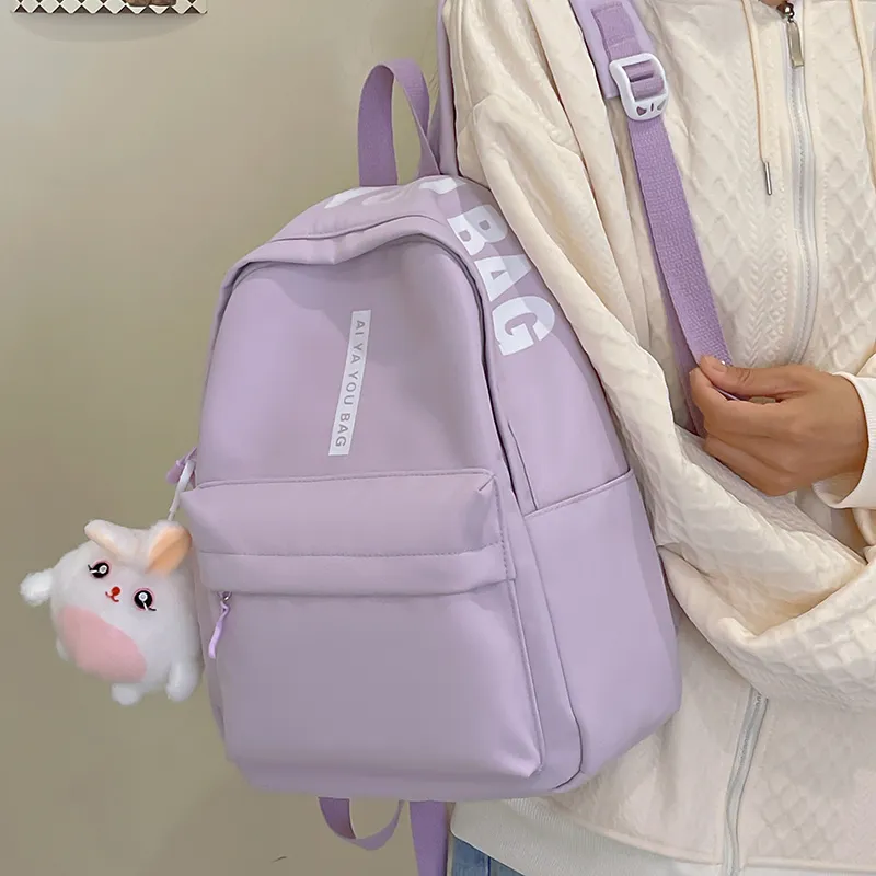 Cwatcun Nylon Backpack Regular Women's White/Pink/Black/Yellow/Purple-17