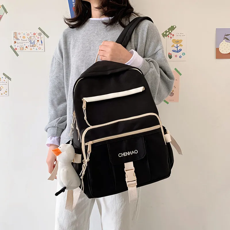 Cwatcun Nylon Backpack Unisex White/Red/Black/Blue-12