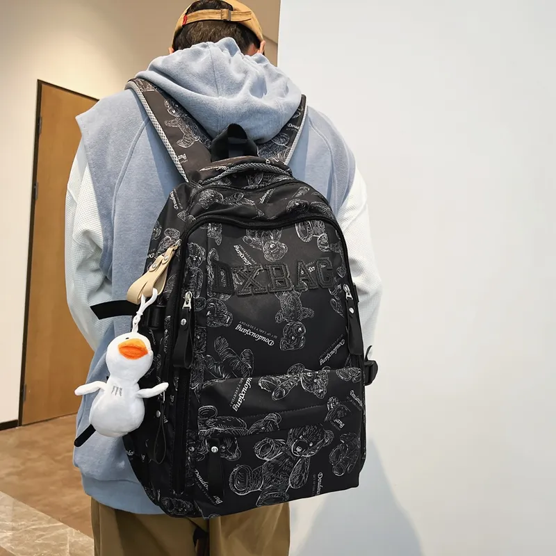 Cwatcun Nylon Backpack Regular Unisex Black/White/Red/Green-2