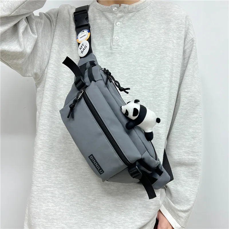 Cwatcun Nylon Sling Bag Regular Unisex White/Light Brown/Gray/Black-11