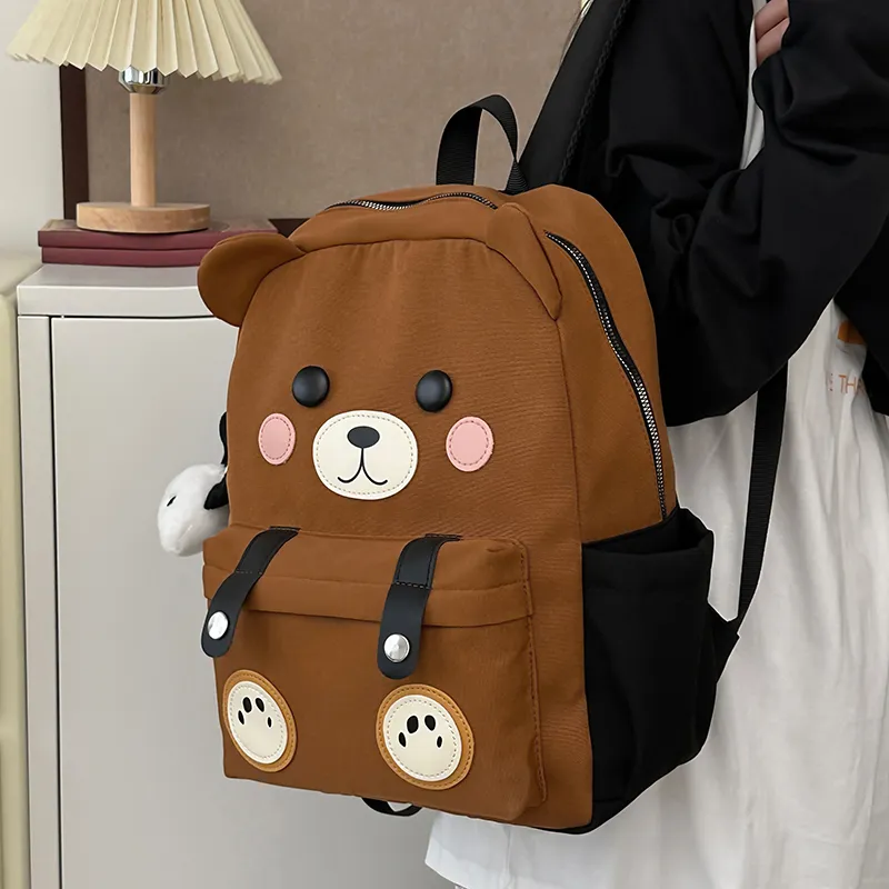 Cwatcun Nylon Backpack Women's White/Brown/Black-6