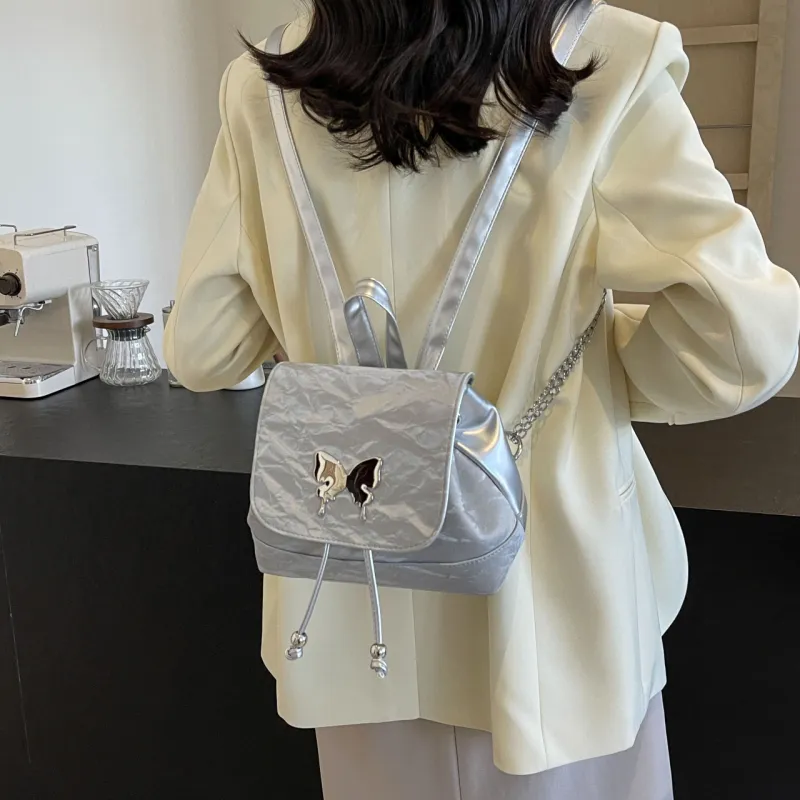Cwatcun PU Handbag Backpack Regular Women's Ecru/Silver/Green/Blue/Pink/Black-11