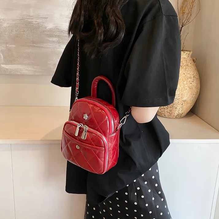 Cwatcun PU Crossbody One Shoulder Handbag Regular Women's White/Black/Burgundy/Silver-11