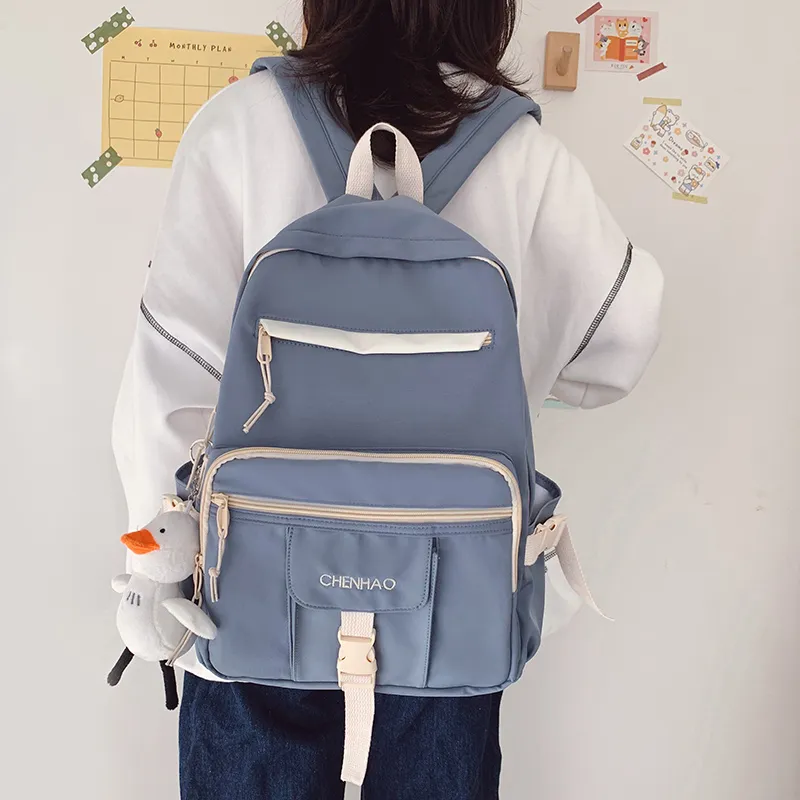 Cwatcun Nylon Backpack Unisex White/Red/Black/Blue-19