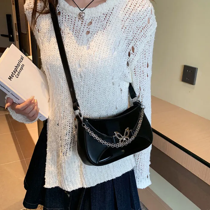 Cwatcun PU Crossbody Bag Regular Women's White/Silver/Black-9