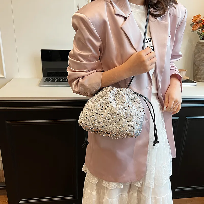 Cwatcun Sequins Crossbody Bag, Shoulder Bag Women's Silver Gray/Black/Silver-20