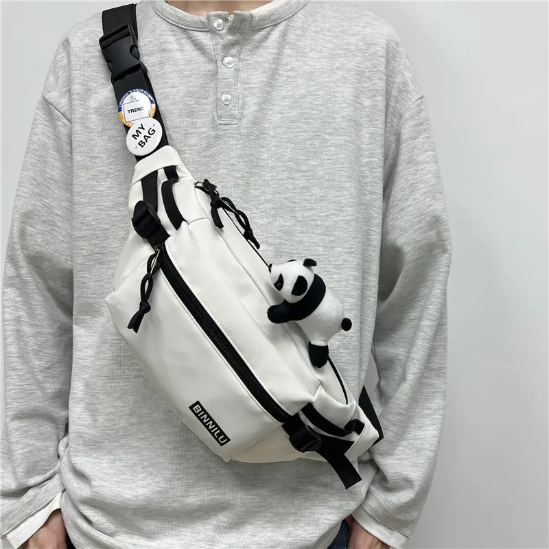 Cwatcun Nylon Sling Bag Regular Unisex White/Light Brown/Gray/Black-4