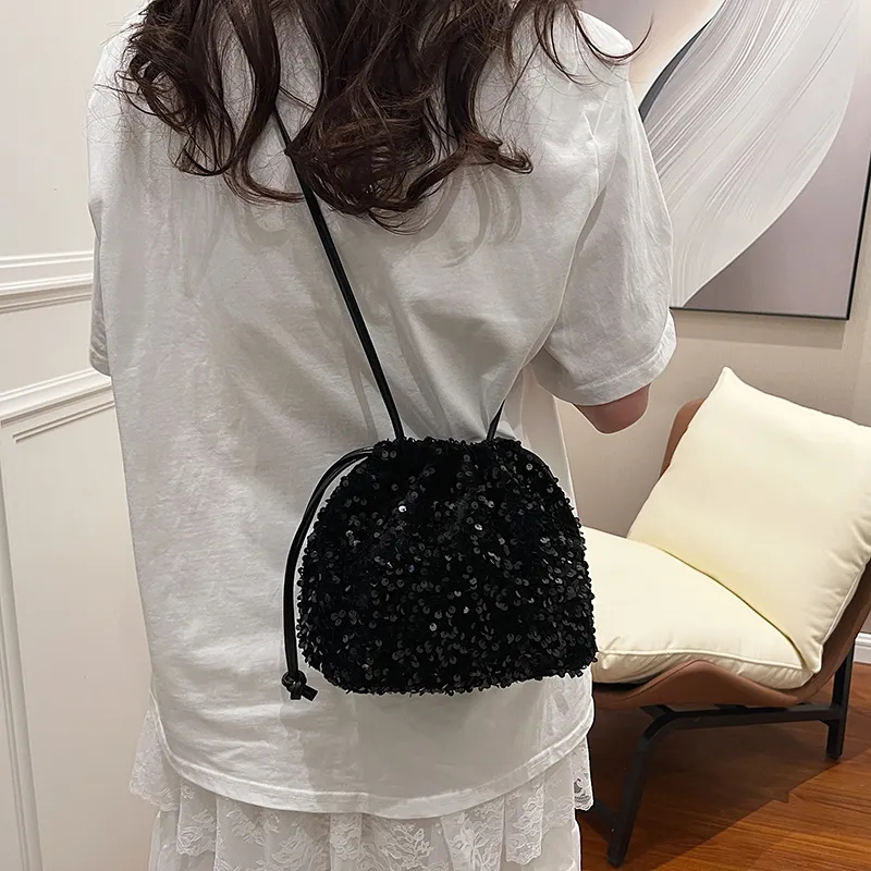 Cwatcun Sequins Crossbody Bag, Shoulder Bag Women's Silver Gray/Black/Silver-10