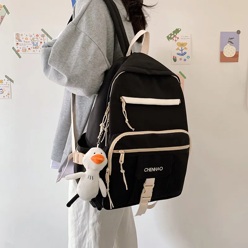 Cwatcun Nylon Backpack Unisex White/Red/Black/Blue-11