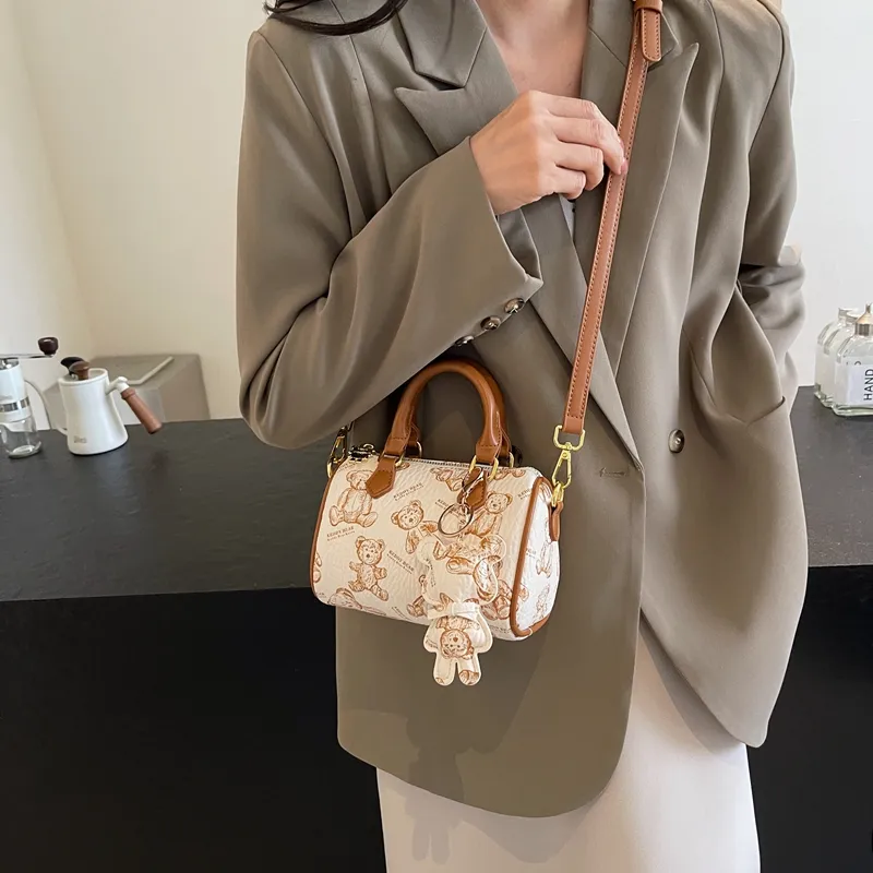 Cwatcun PU Shoulder Bag Crossbody Bag Handbag Women's Ecru/Brown/Pink/Black-1