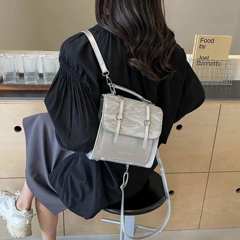 Cwatcun PU Backpack Regular Women's Silver/Black/Pink/Beige-5
