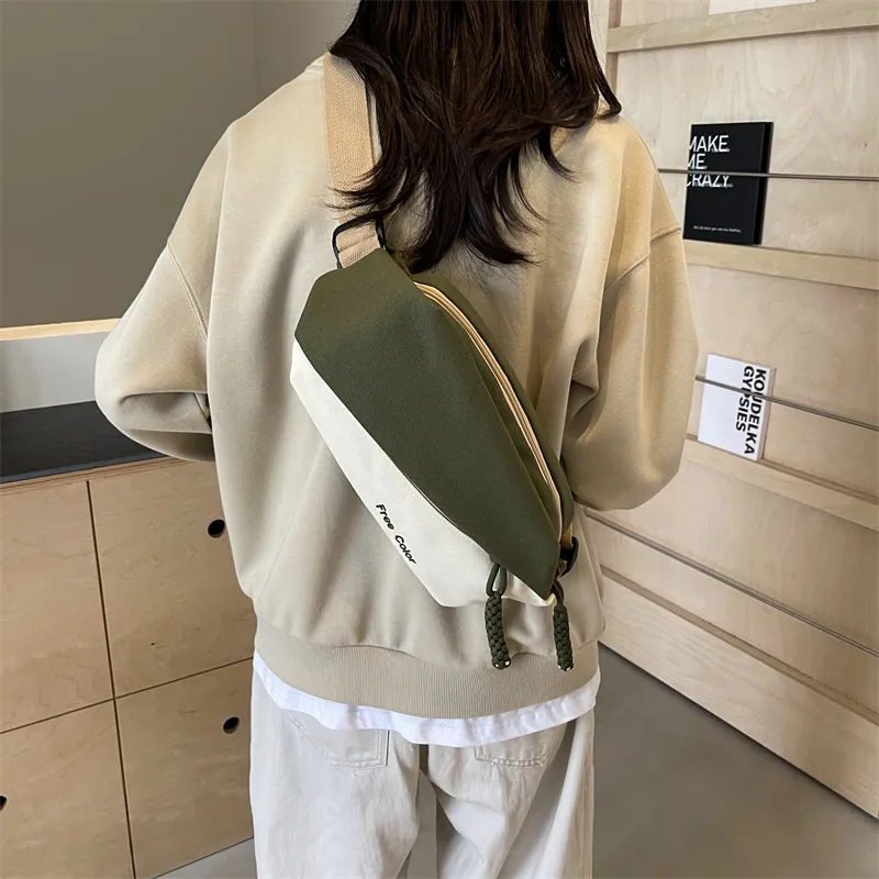 Cwatcun Canvas Sling Bag Unisex Black/Green/Khaki/Yellow-17